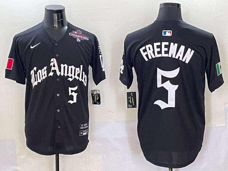 Men Los Angeles Dodgers #5 Freeman Black Five generations Joint Name 2025 Nike MLB Jersey style 7->los angeles dodgers->MLB Jersey